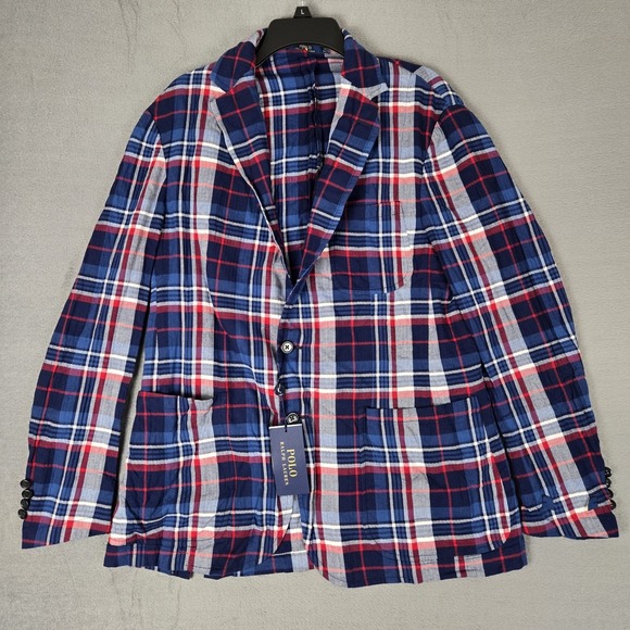 Polo Ralph Lauren Blazer Mens 40R Plaid Sportcoat Jacket Unstructured NWT $395 - Picture 1 of 13